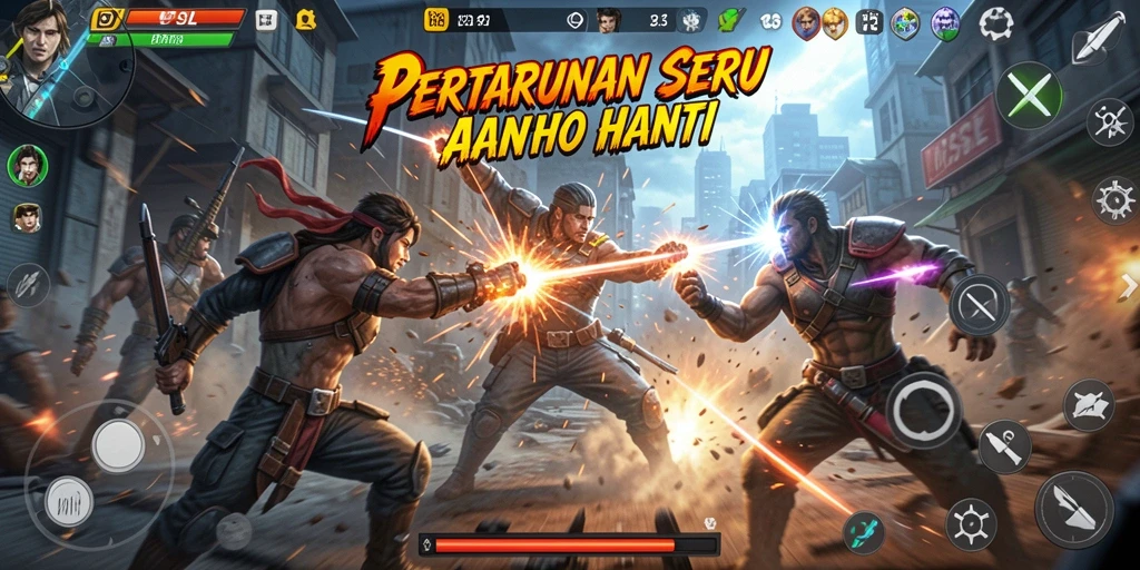 Tampilan aksi seru dalam gameplay 9SL yang menegangkan.