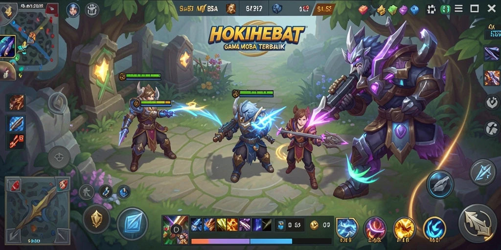 Tangkapan layar gameplay HOKIHEBAT yang menunjukkan aksi pertempuran sengit.