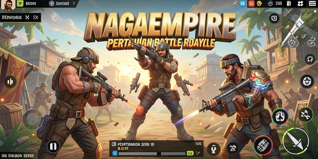 Tampilan gameplay intens NAGAEMPIRE dengan aksi Battle Royale yang memukau.