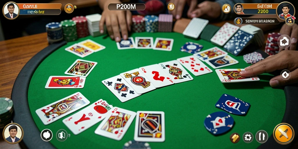 Screenshot P200M menampilkan gameplay Gaple yang seru dan interaktif.